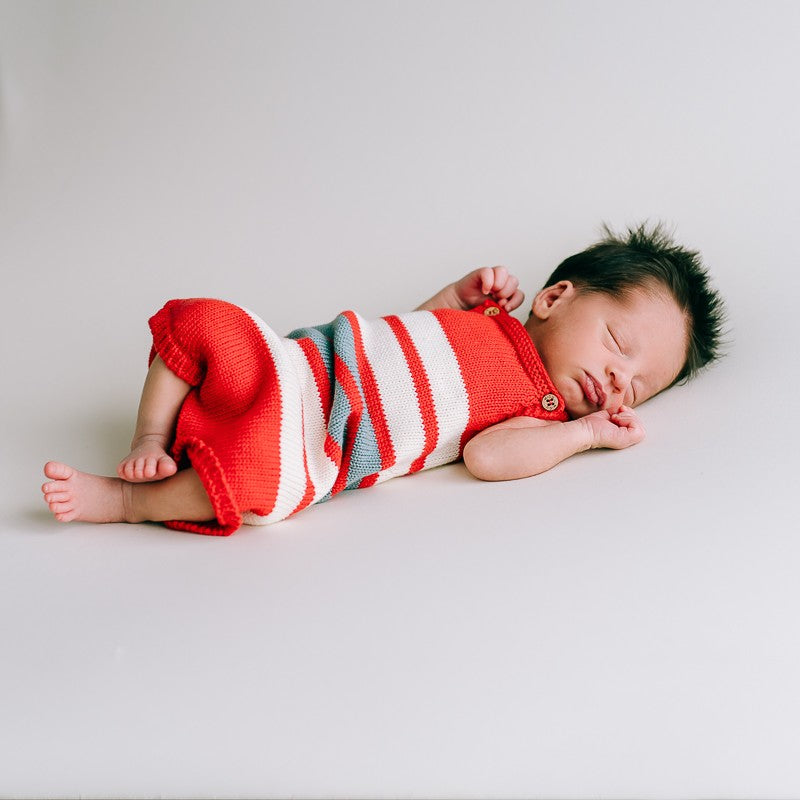 Coral Stripes Romper