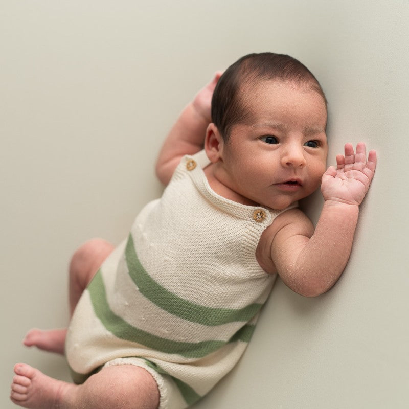 Mint-Ecru Intarsia Romper