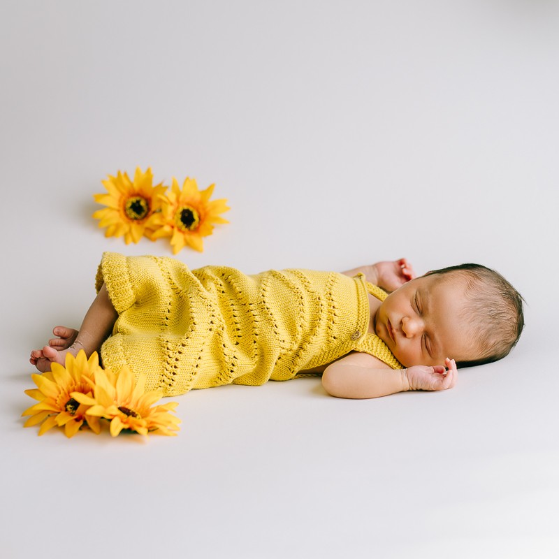 Yellow Openwork Onesie