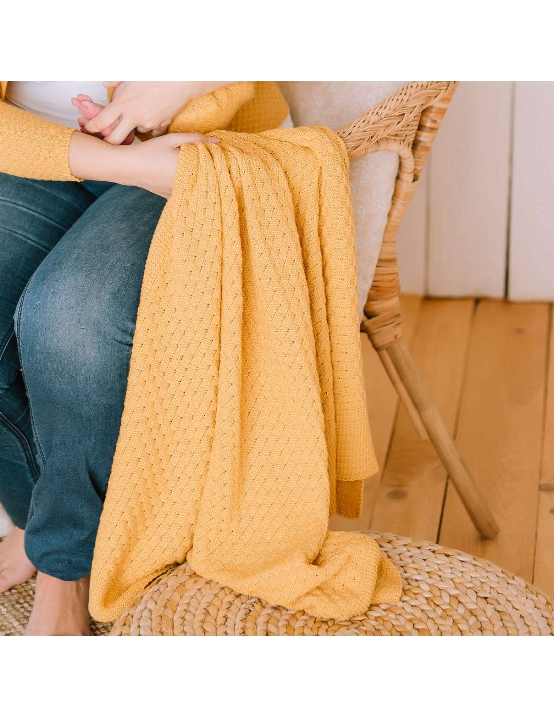 Square Ochre Baby Blanket