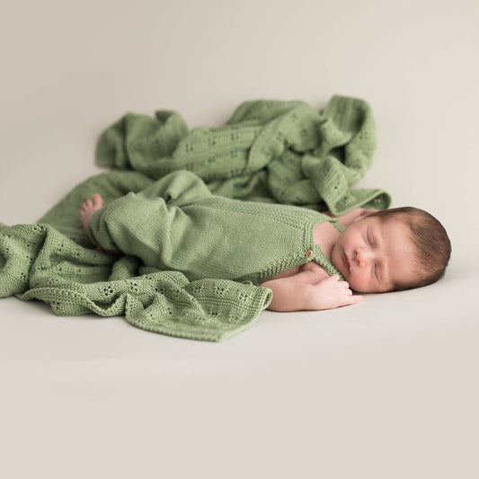 Baby blanket openwork mint