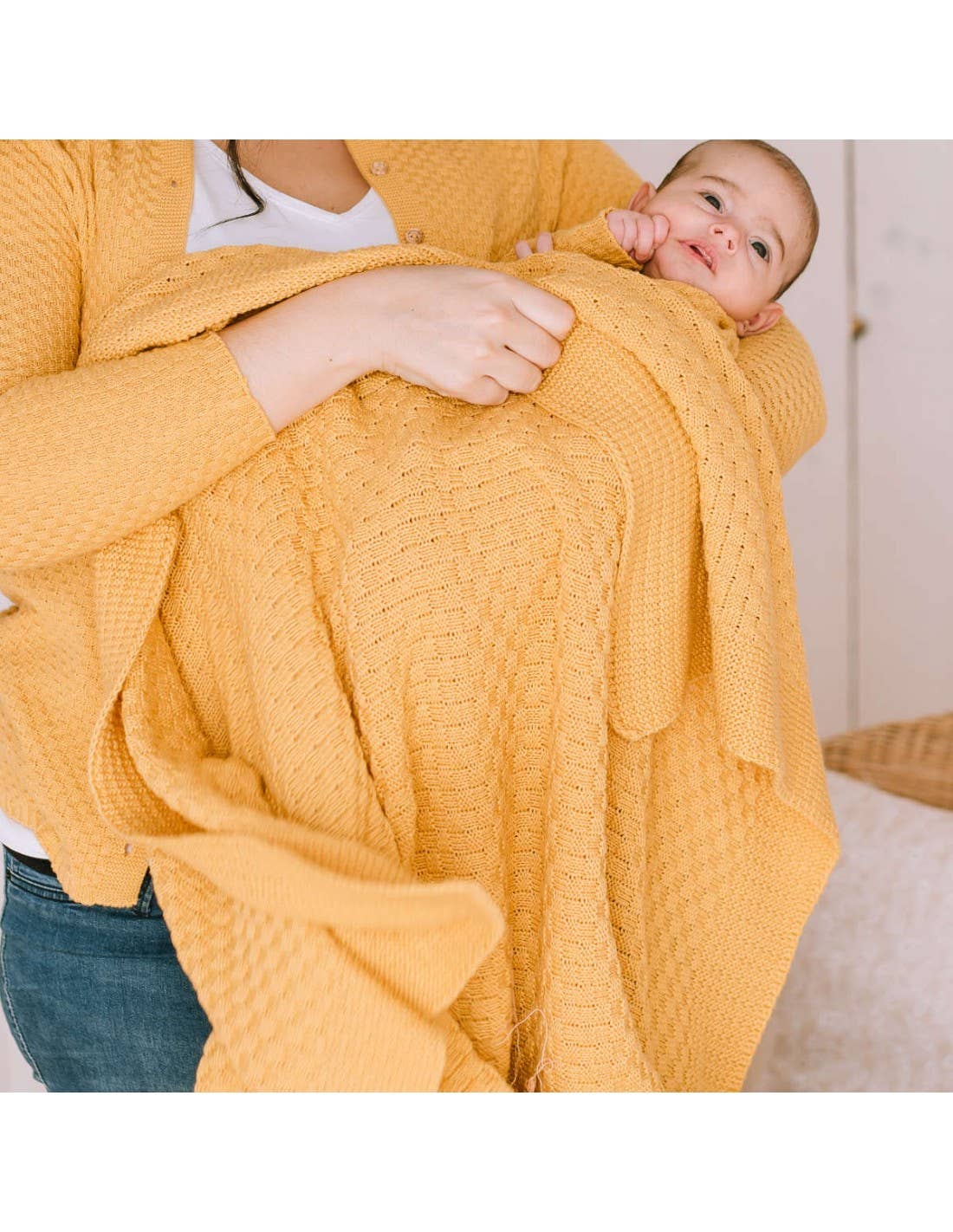 Square Ochre Baby Blanket